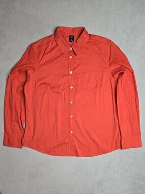 GAP Women's Long Sleeve Button Down Shirt Coral Orange Red Size XL